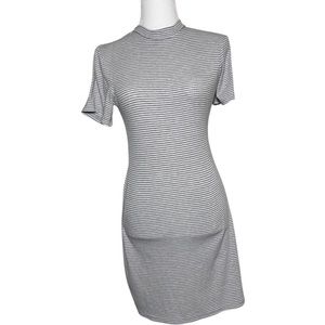 Hot Kiss Striped Ribbed Dress Grey and White Sz Medium